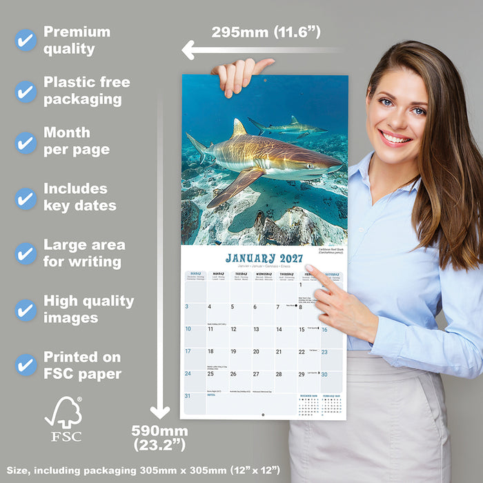 Sharks 2027 Square Wall Calendar