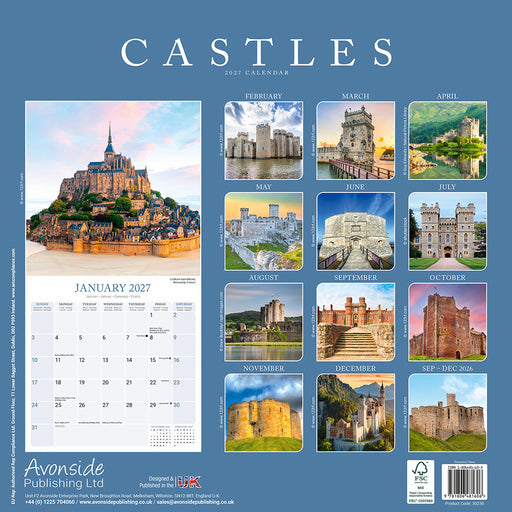 Castles 2027 Square Wall Calendar