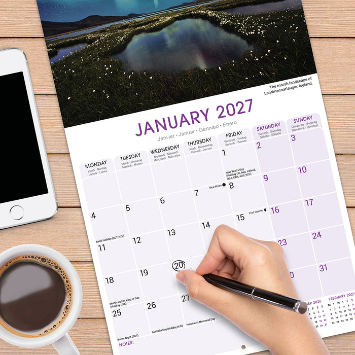 Northern Lights 2027 Square Wall Calendar