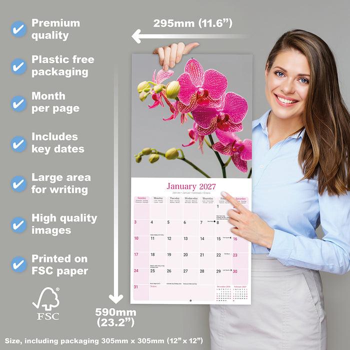 Orchids 2027 Square Wall Calendar