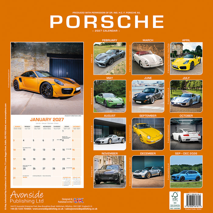 Porsche 2027 Square Wall Calendar