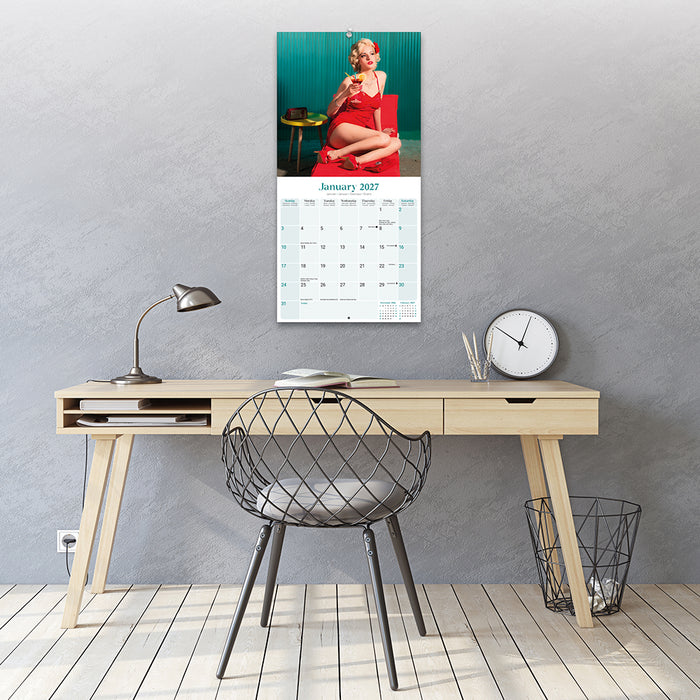 Retro Pin Ups 2027 Square Wall Calendar