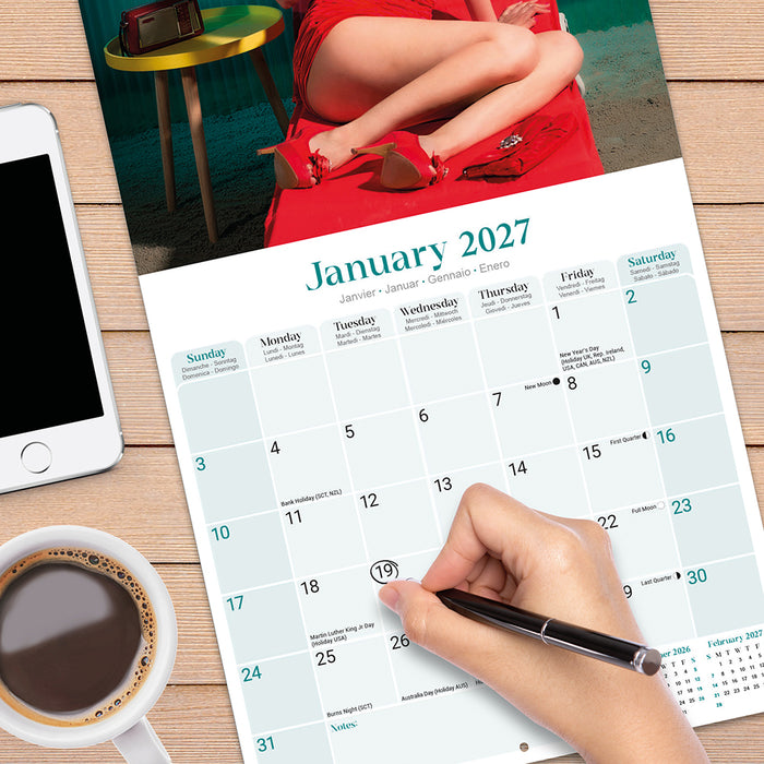 Retro Pin Ups 2027 Square Wall Calendar