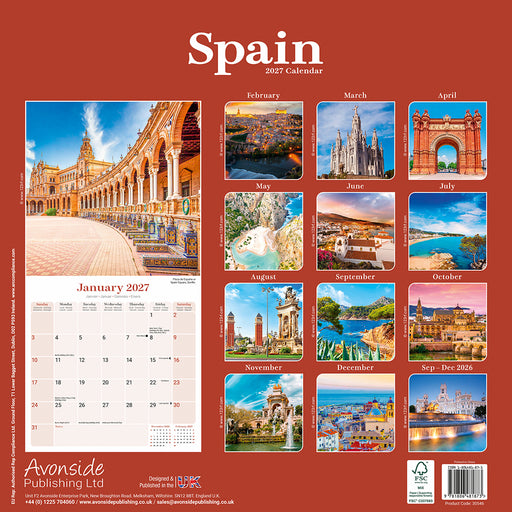 Spain 2027 Square Wall Calendar