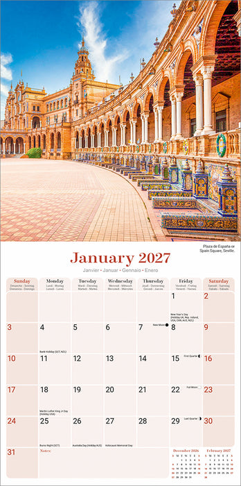 Spain 2027 Square Wall Calendar