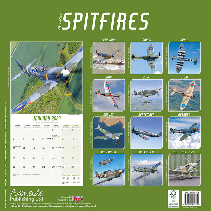 Spitfires 2027 Square Wall Calendar