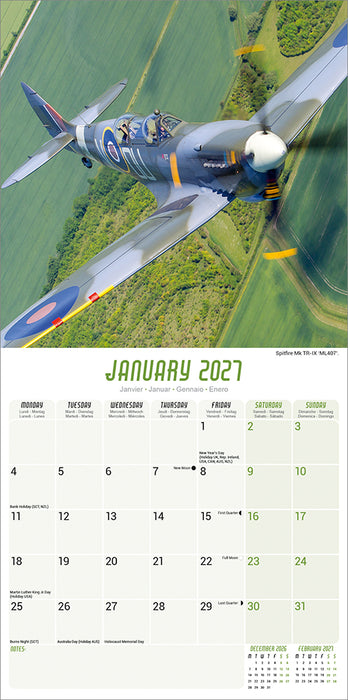 Spitfires 2027 Square Wall Calendar