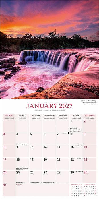 Waterfalls 2027 Square Wall Calendar