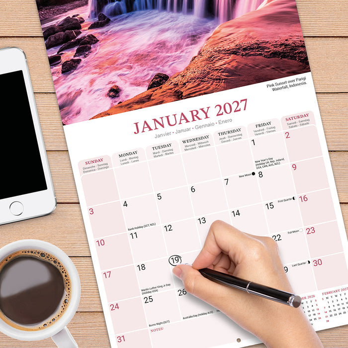 Waterfalls 2027 Square Wall Calendar