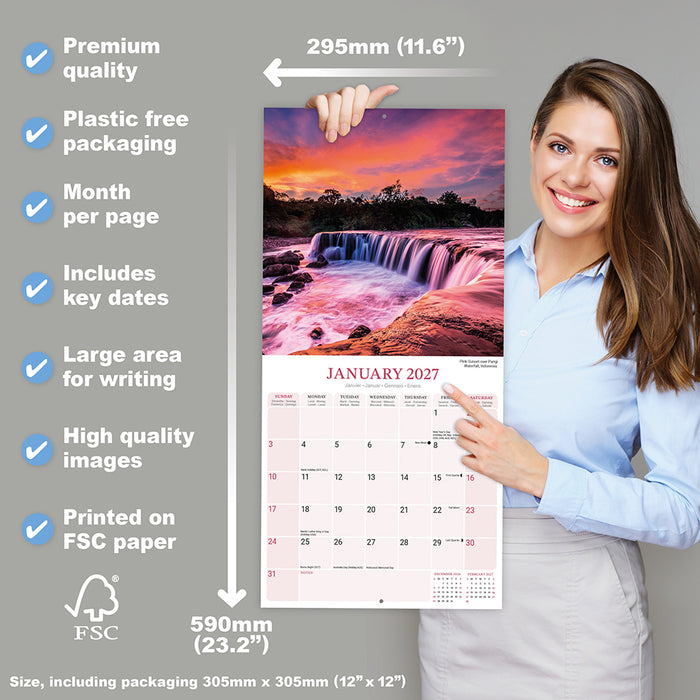 Waterfalls 2027 Square Wall Calendar