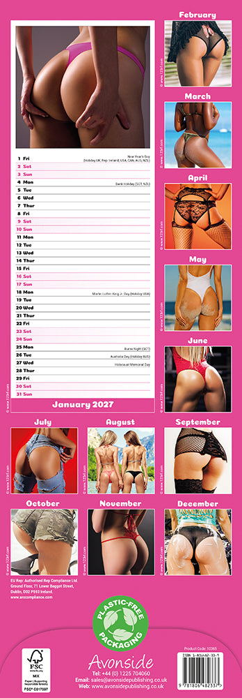 Cheeky Bums 2027 Slimline Wall Calendar