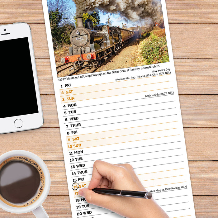 Steam Trains 2027 Slimline Wall Calendar