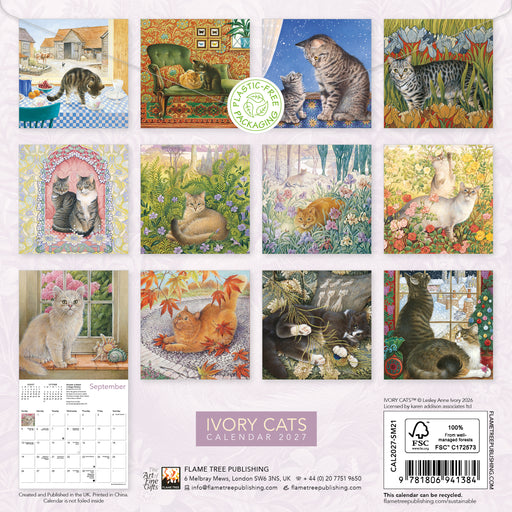 Ivory Cats by Lesley A Ivory 2027 Mini Wall Calendar