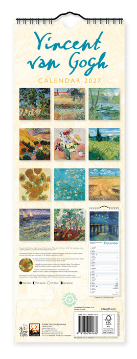 Vincent van Gogh 2027 Slimline Wall Calendar