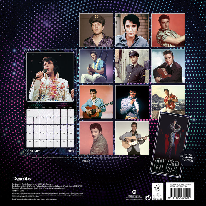 Elvis 2027 Square Wall Calendar