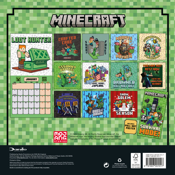 Minecraft 2027 Mini Wall Calendar