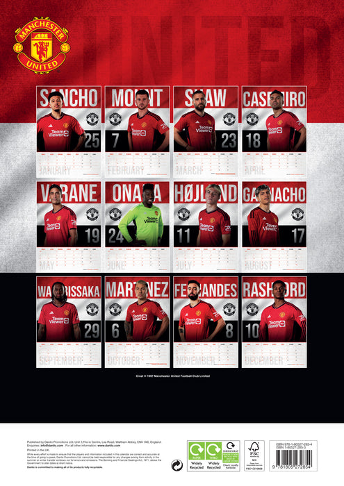 2025 Manchester United FC Large Wall Calendar