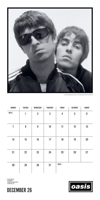 Oasis 2026 Square Wall Calendar