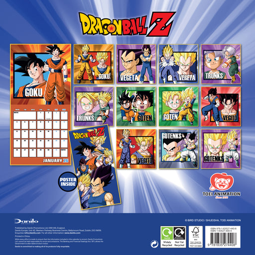 Dragonball Z 2026 Square Wall Calendar