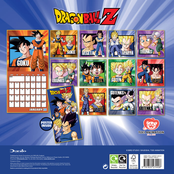 Dragonball Z 2026 Square Wall Calendar