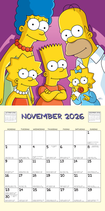 The Simpsons 2026 Square Wall Calendar