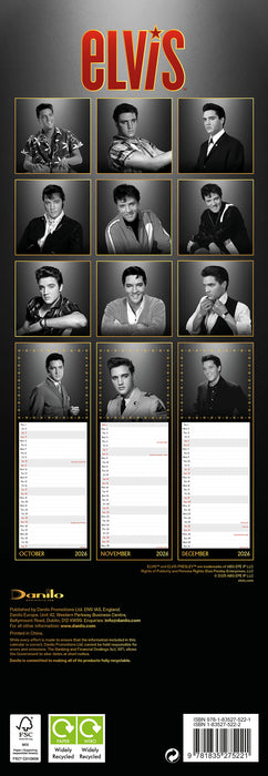 Elvis 2026 Slimline Wall Calendar