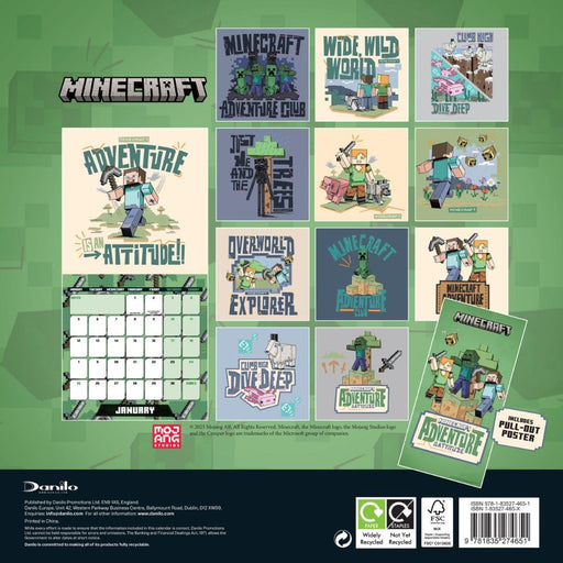 Minecraft 2026 Mini Wall Calendar