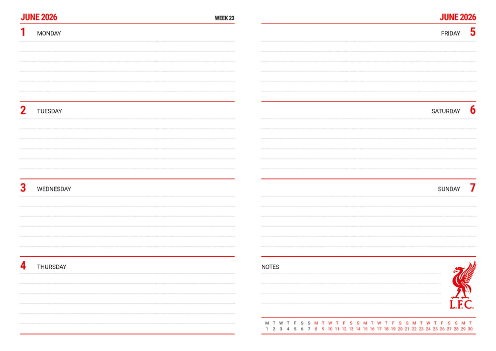 Liverpool Football Club 2026 Weekly Diary