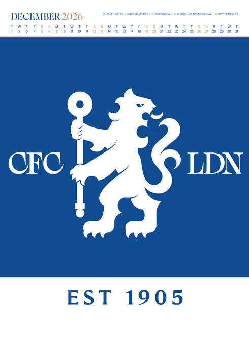 Chelsea Football Club 2026 A3 Wall Calendar
