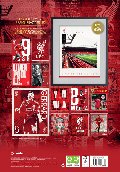 Liverpool Football Club 2026 A3 Wall Calendar