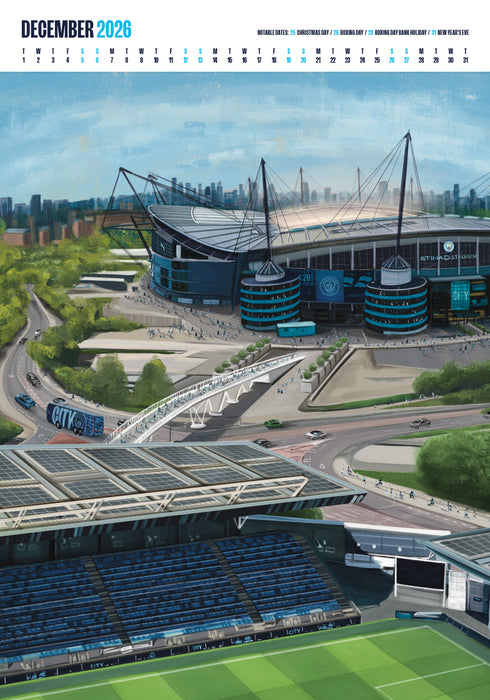 Manchester City Football Club 2026 A3 Wall Calendar