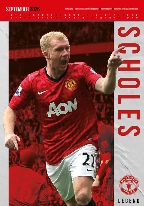 Manchester United Football Club 2026 A3 Wall Calendar
