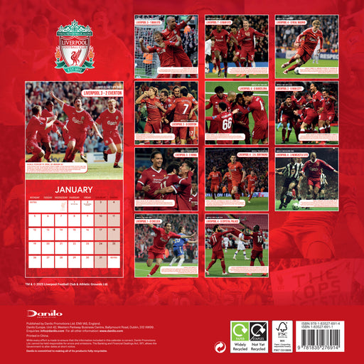 Liverpool Football Club Legends 2026 Square Wall Calendar