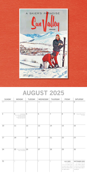 2025 Vintage Skiing Posters Wall Calendar