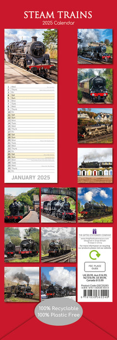 2025 Steam Trains Slimline Wall Calendar