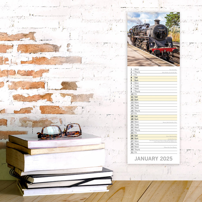 2025 Steam Trains Slimline Wall Calendar