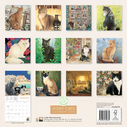 2025 Ivory Cats by Lesley Anne Ivory Wall Calendar by  Flame Tree Publishing from Calendar Club