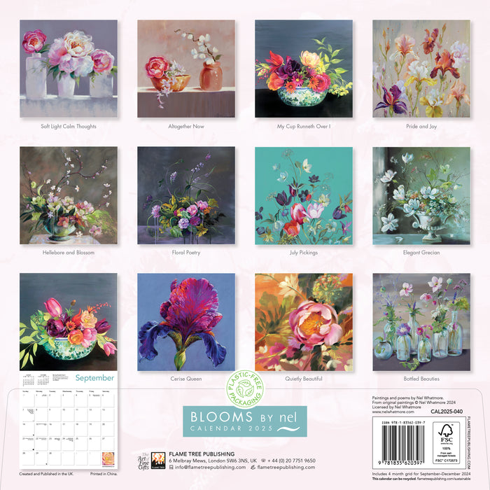 2025 Blooms by Nel Whatmore Wall Calendar by  Flame Tree Publishing from Calendar Club