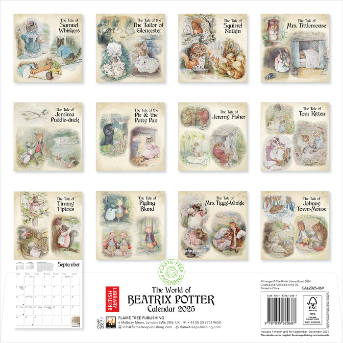 2025 British Library: Beatrix Potter Wall Calendar by  Flame Tree Publishing from Calendar Club