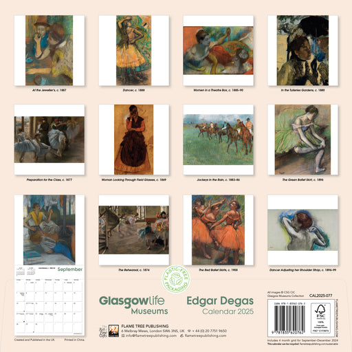 2025 Glasgow Museums: Edgar Degas Wall Calendar by  Flame Tree Publishing from Calendar Club