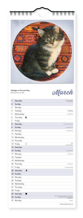 2025 Ivory Cats Slimline Wall Calendar by  Flame Tree Publishing from Calendar Club