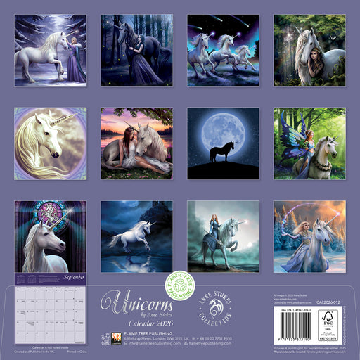 Unicorns by Anne Stokes 2026 Square Wall Calendar