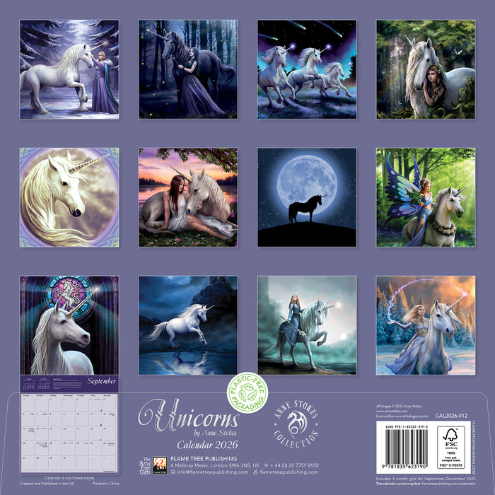 Unicorns by Anne Stokes 2026 Square Wall Calendar