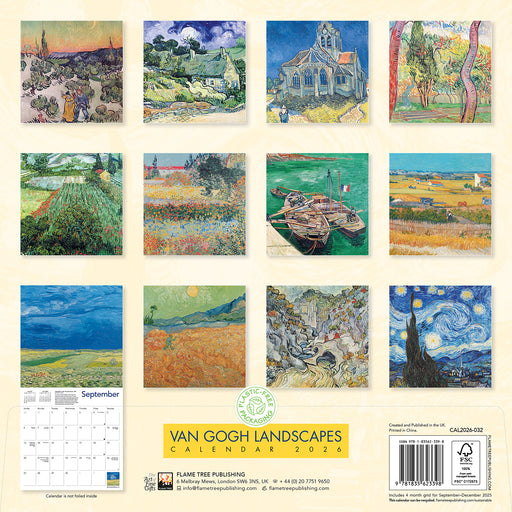 Vincent van Gogh Landscapes 2026 Square Wall Calendar