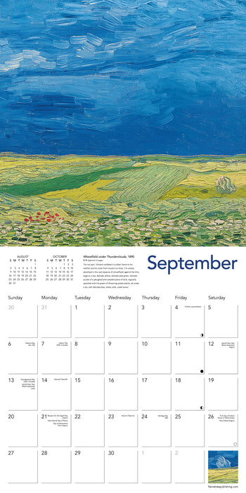 Vincent van Gogh Landscapes 2026 Square Wall Calendar