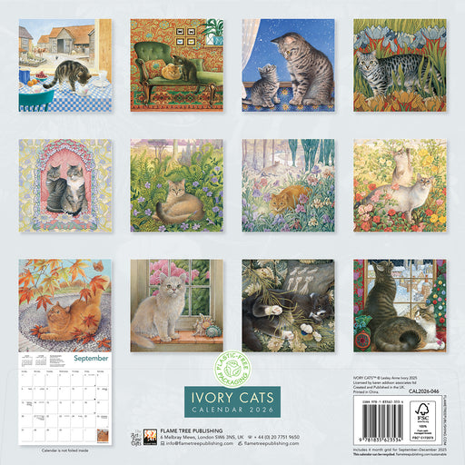 Ivory Cats by Lesley A Ivory 2026 Square Wall Calendar