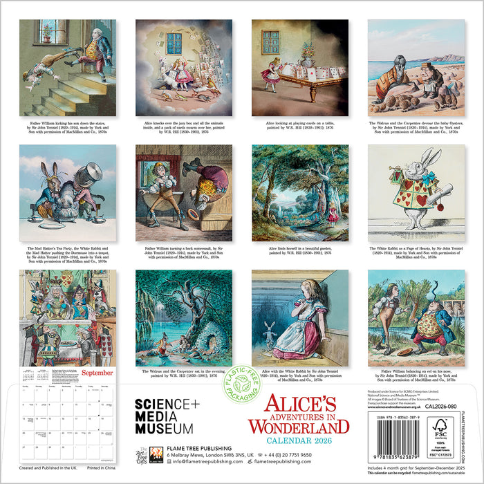 Alice's Adventures in Wonderland Science Museum 2026 Square Wall Calendar