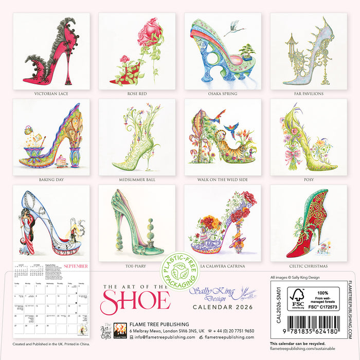 The Art of the Shoe by Sally K Design 2026 Mini Wall Calendar