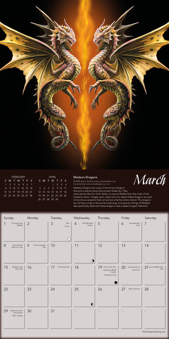 Dragon Legends of the World Anne Stokes 2026 Mini Wall Calendar