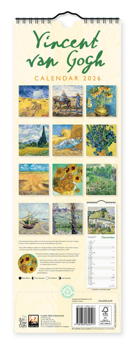 Vincent van Gogh 2026 Slimline Wall Calendar